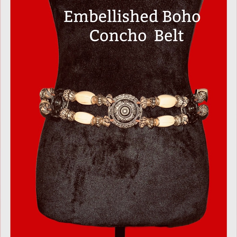 🪅🪅Embellished‎ BOHO Concho & Bead Belt🪅🪅